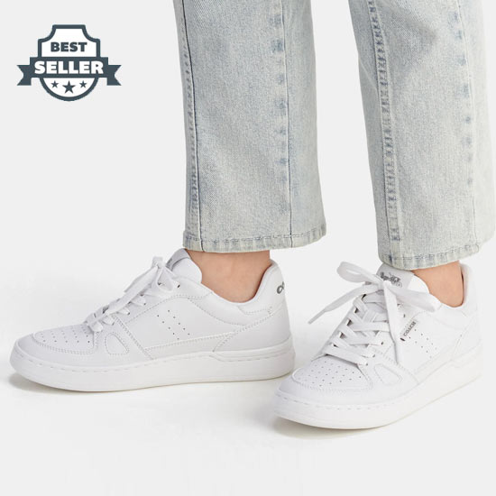 코치 클립 코트 로우탑 스니커즈 COACH Outlet clip court low top sneaker,optic white / Regular
